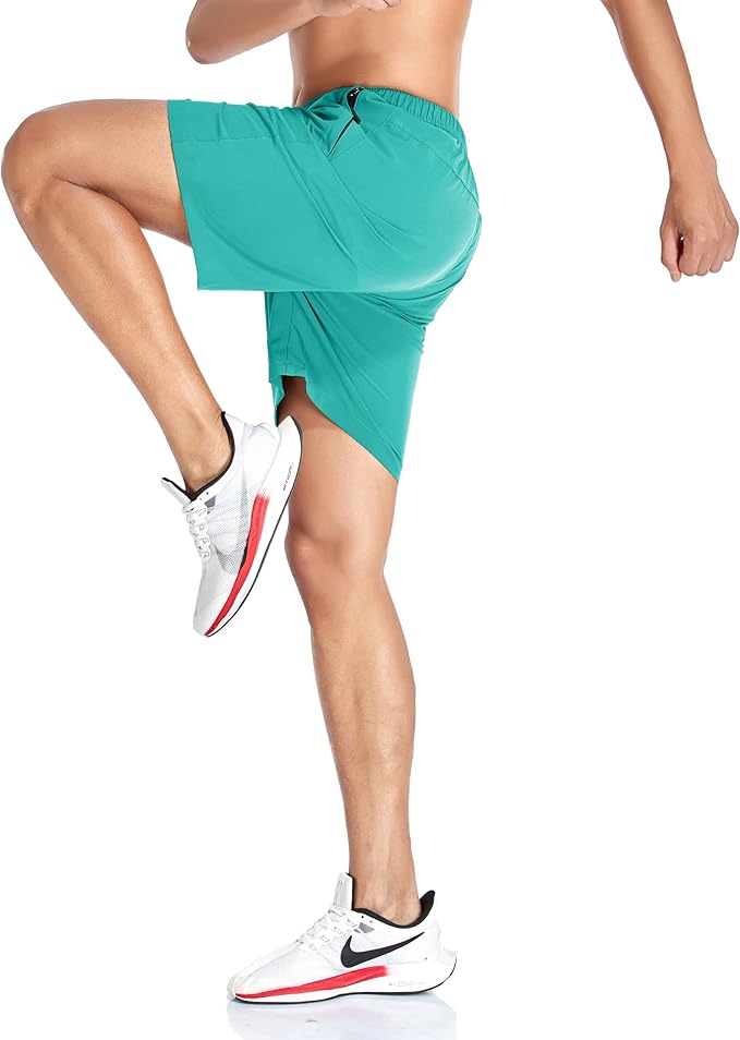 Men's Gym Shorts Sports Quick Dry Workout Running or Casual Training Short with Zipper Pockets