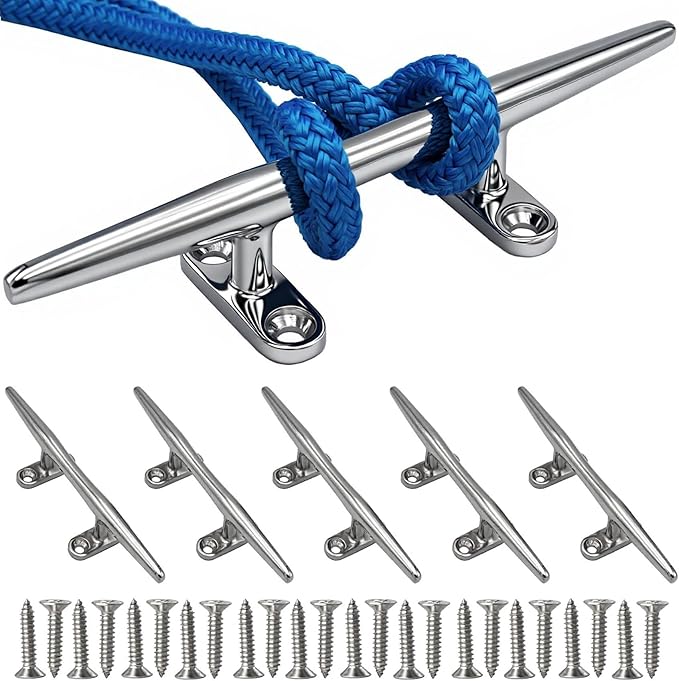 8/10/12/15 inch Dock Cleats - 316 Stainless Steel Boat Cleats Boat Dock Cleats,Open Base Dock Cleat with Fasteners,Marine Cleat Rope Cleat Boat Cleat for Boat/Deck/Nautical Decor(1,2,4,6 Pack)