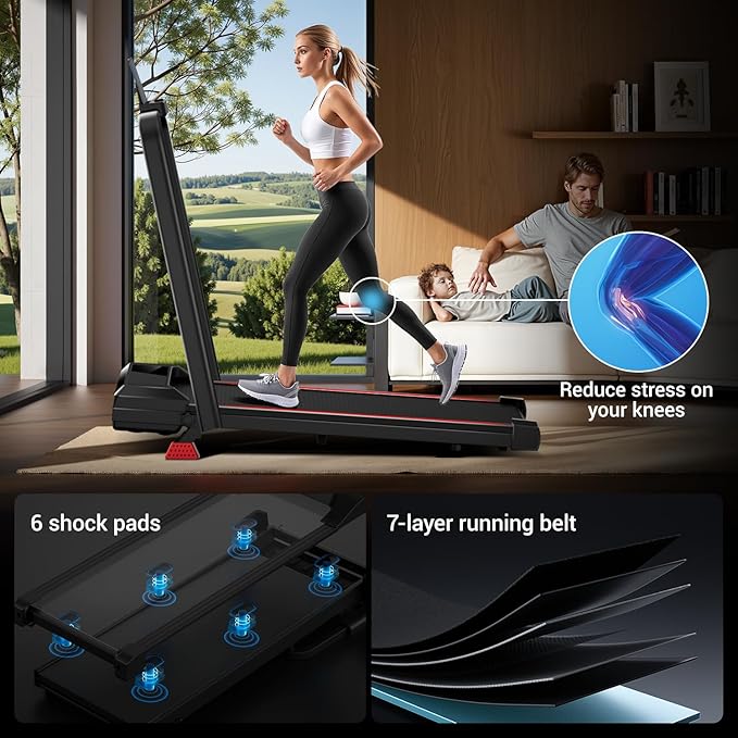 17% Incline Walking Pad Treadmills for Home and Office, 3-in-1 Folding Treadmill, Portable Under Desk Treadmill with 2.5 HP Quiet Brushless, 300 LBS Capacity