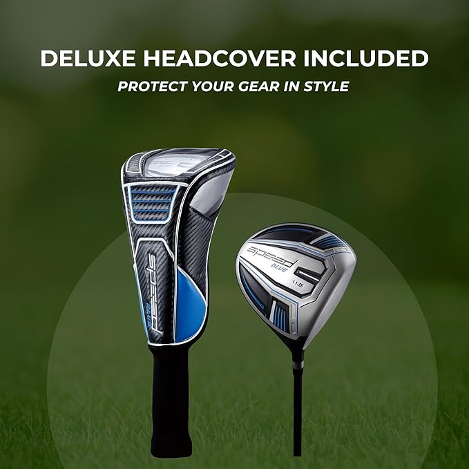 Speed Titanium Driver Golf Club, 10°, 11.5°, 12.5° Loft (Right & Left Handed), Lightweight Graphite Shaft, Oversized Sweet Spot, Aerodynamic, USGA Conforming Mens Golf Driver + Deluxe Headcover