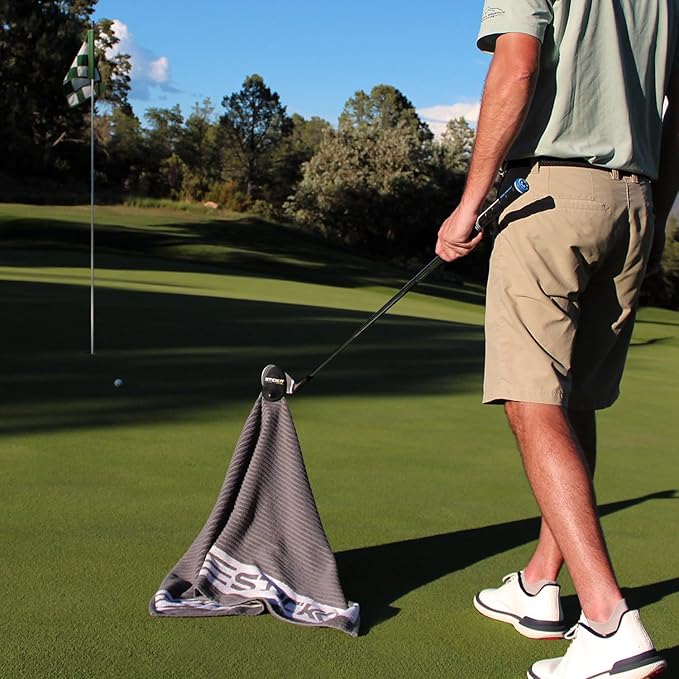 STICKIT XL Magnetic Golf Towel, Premium 35" x 20" Microfiber with Deep Waffle Pockets, Industrial Strength Magnet for Secure Hold to Golf Carts & Clubs, Ultra-Absorbent, Fast-Drying, Easy-Clean Design