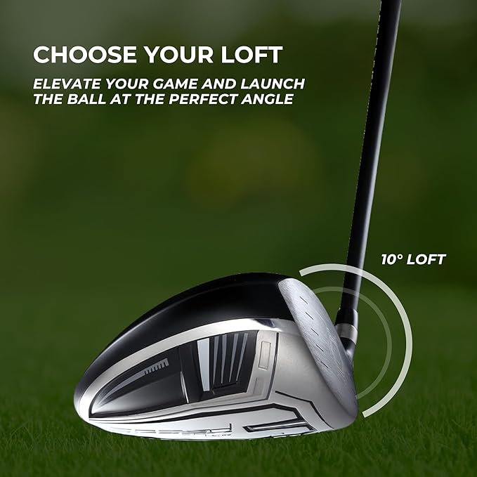 Speed Titanium Driver Golf Club, 10°, 11.5°, 12.5° Loft (Right & Left Handed), Lightweight Graphite Shaft, Oversized Sweet Spot, Aerodynamic, USGA Conforming Mens Golf Driver + Deluxe Headcover