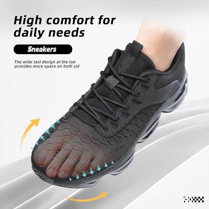 Mens Running Shoes Air Low Top Comfort Walking Lace Up Sneakers Breathable Fashion Tennis Sport Gym Fitness Cross Trainers