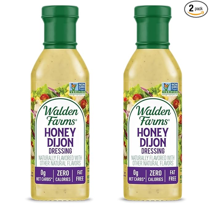 Walden Farms Honey Dijon Dressing - Low Carb, Calorie-Free, Gluten-Free, Keto-Friendly, Sugar-Free, Fat-Free, Dairy-Free Honey Dijon Flavor - 2-Pack, 12 oz Bottles