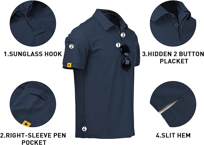 V VALANCH Mens Polo Shirts Short Sleeve Moisture Wicking Golf Polo Athletic Collared Shirt Tennis T-Shirt Tops