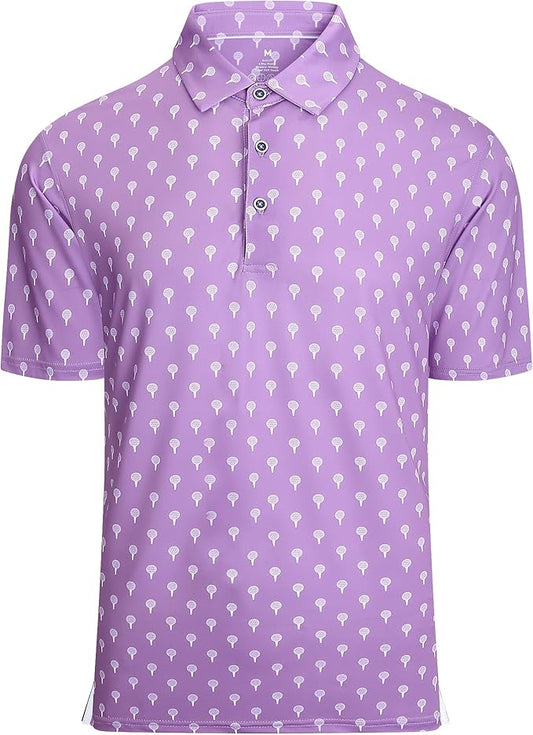 Damipow Premium Golf Shirts for Men Dry Fit Performance Polo Short Sleeve Collared Shirt