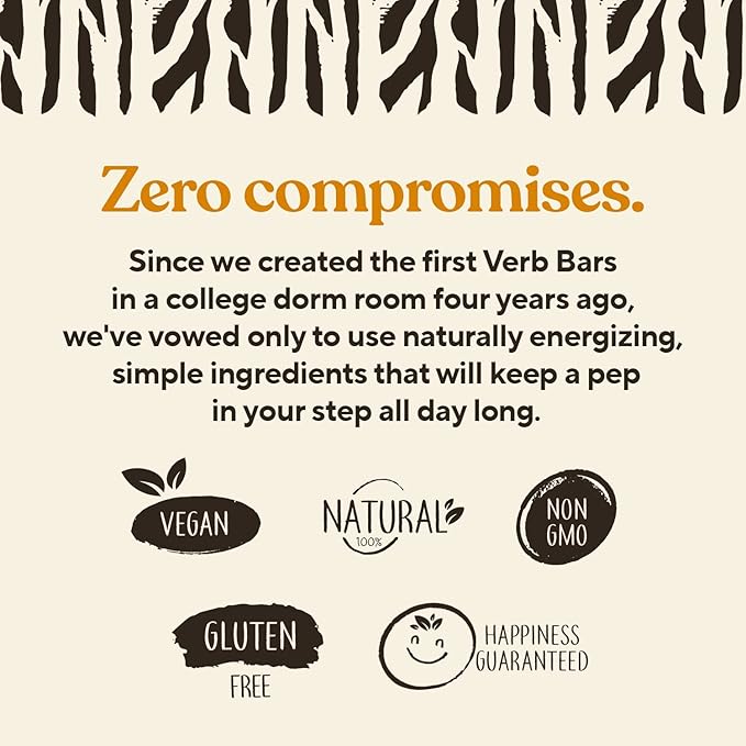 Verb Caffeinated Energy Bars Blueberry Crisp (26g, Pack of 16) 110-Calorie Delicious Low Sugar Energy Bar - Vegan Gluten Free On-the Go Snack with 80mg Green Tea Caffeine, Only Real-Food Ingredients