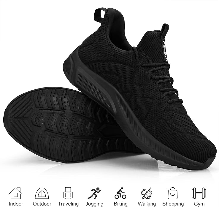Feethit Mens Non Slip Walking Sneakers Lightweight Breathable Slip on Running Shoes Athletic Gym Tennis Shoes for Men