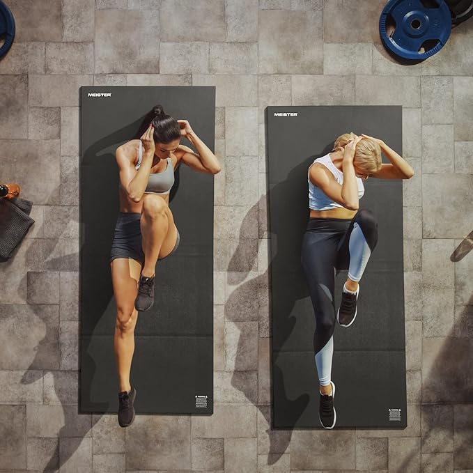 Meister X-Thick 1" Fold-Out Workout Mat - XL Non-Slip Padded Floor for Exercise, Stretching & Yoga