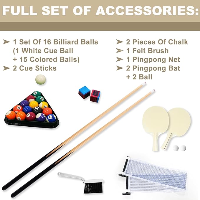 Seydrey 6-Foot Portable Foldable Pool Table with All Accessories – Compact Billiards Table for Home, Game Room, Apartment