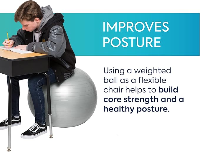 Bouncyband Balance Ball – Create Flexible Seating to Improve Focus at School, Office, or Home with This No-Roll Weighted Ball