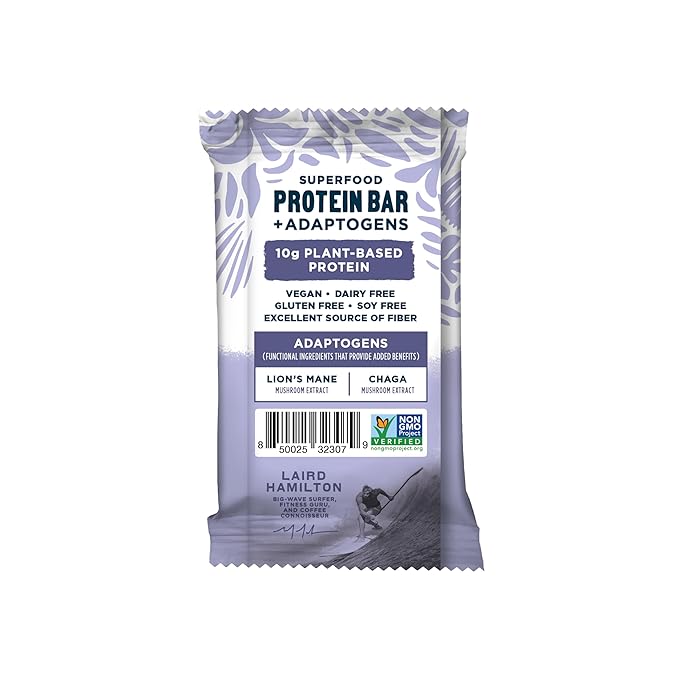 Laird Superfood Functional Protein Bars – Protein Bar but Better with Real Ingredients, Functional Mushrooms 10g Plant-Based Protein, 6g Fiber - Non-GMO - Dark Chocolate Sea Salt, 10 Count (Pack of 1)