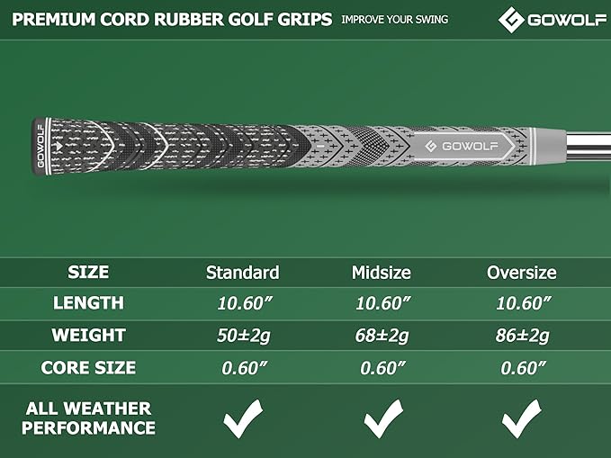 Gowolf Golf Grip Cord Rubber Multi-compound Golf Driver Irons Club Choose 13 Grips with 15pcs Tapes Or Full Kit choose one