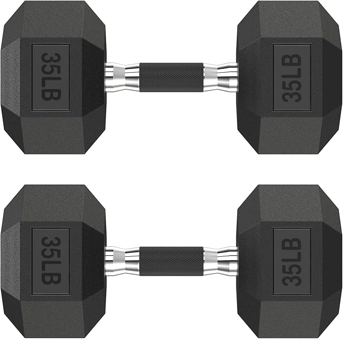 Hex Dumbbell Set 2.5-400 lb, Rubber Encased Exercise & Fitness Dumbbells, Weights Dumbbells Set of 2, Hand Weight for Strength Training