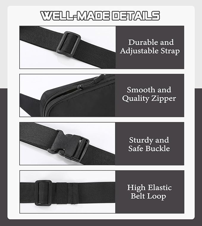 MoKo Fanny Packs for Women Men, Fashion Running Waist Packs, Crossbody Mini Bag Fanny Pack Belt Bag with Adjustable Strap for Running Outdoors Workout Travel Hiking Cycling