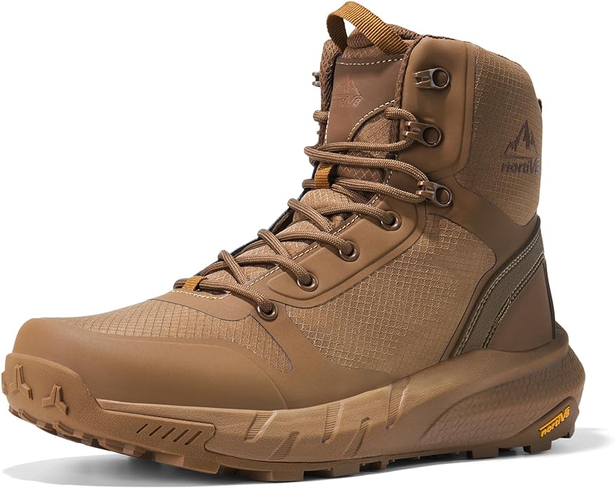 NORTIV 8 Men's Military Tactical Boot Lightweight Comfortable Boots for Work All Day Side Zipper Motorcycle Combat Hiking Boots Metrostrike(8-9 Inches)