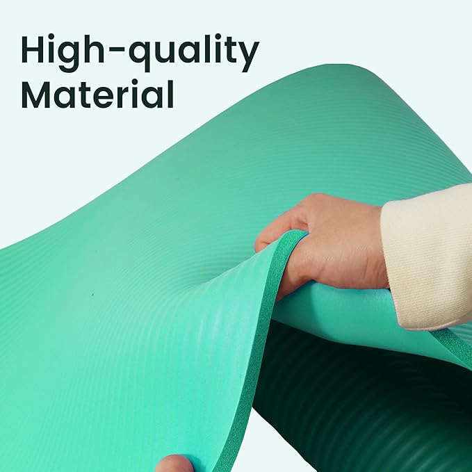 Yoga Mat, 1/2-Inch Extra Thick High Density Exercise Mat, Anti-Tear Exercise Yoga Mat with Carrying Strap, Suitable for Various Yoga Exercises