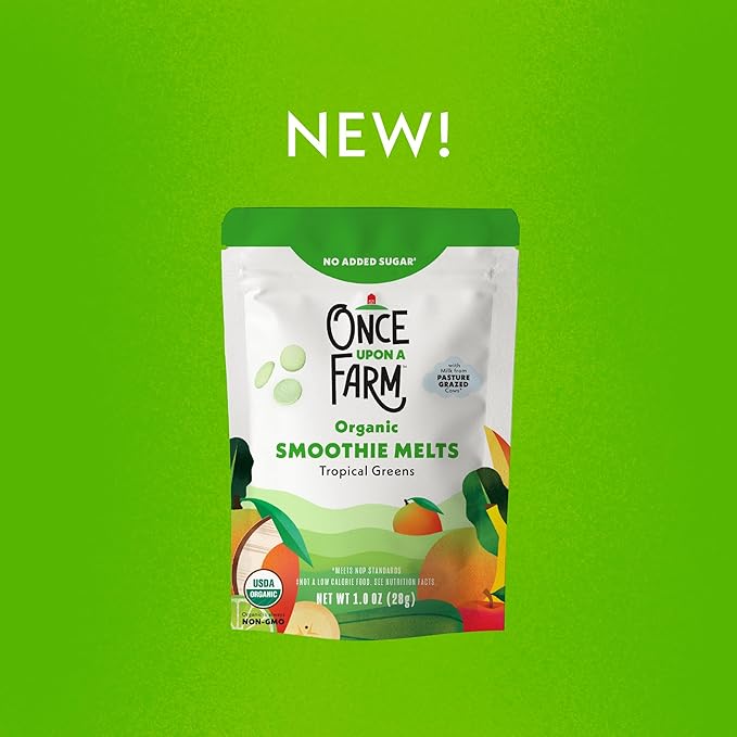 Once Upon A Farm Organic Smoothie Melts, Tropical Greens, No Added Sugar, Kosher, USDA Certified Organic, Non-GMO, 1 Ounce (Pack of 8)