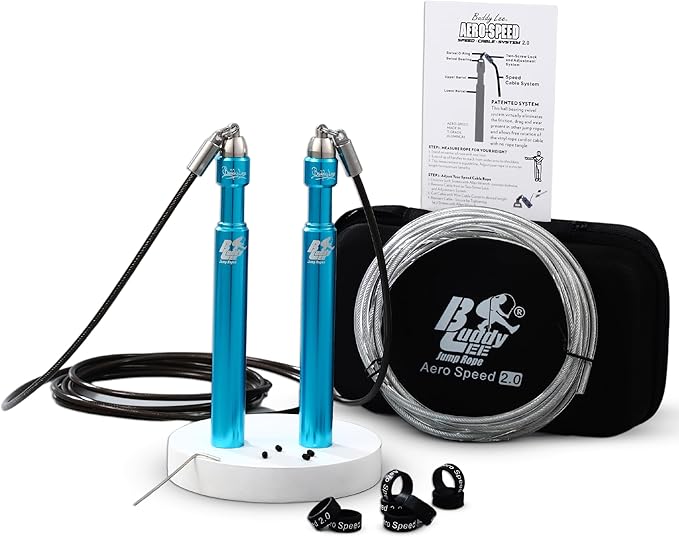 Buddy Lee Aero Speed Jump Rope 2.0 Upgraded Version with Sonic Rocket Speed Swivel Bearing | Tangle-Free & Adjustable Jump Rope for Men & Women - For Fitness, Double-Unders, and Cross-Training