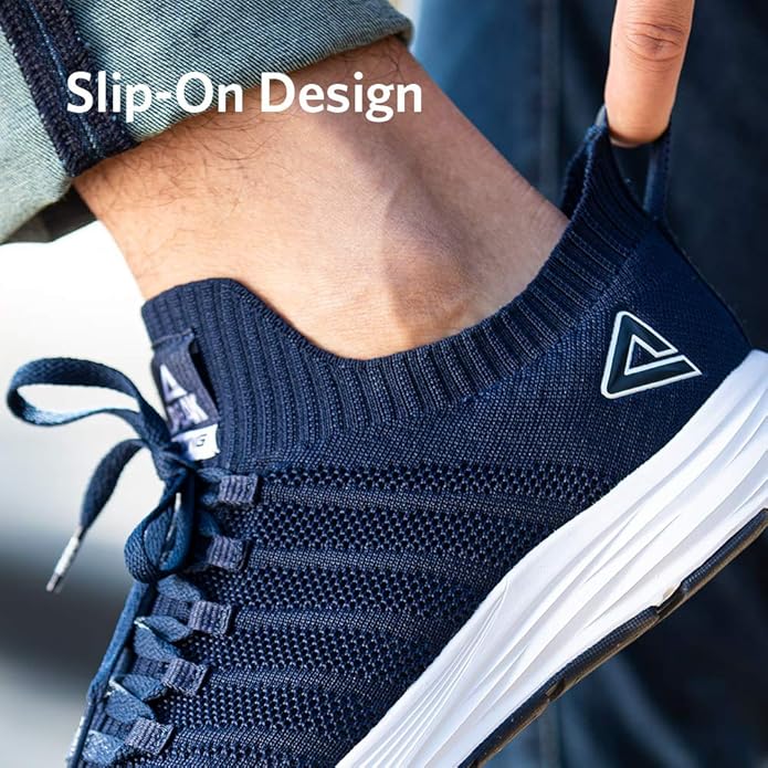 PEAK Mens Lightweight Walking Shoes Comfortable Slip On Sports Sneakers for Tennis, Gym, Running, Casual Workout