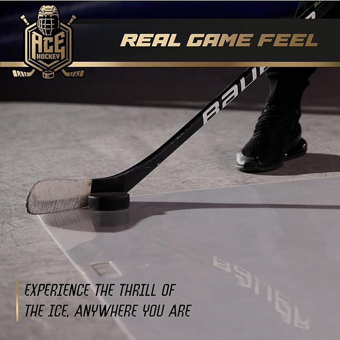 Shooting Pad 24” x 48” - Shoot Like on Real Ice - Practice Shooting, Stickhandling, Passing Skills on 8 sqft - Convenient Off-Ice Training - Easy to Carry - Synthetic Ice Mat