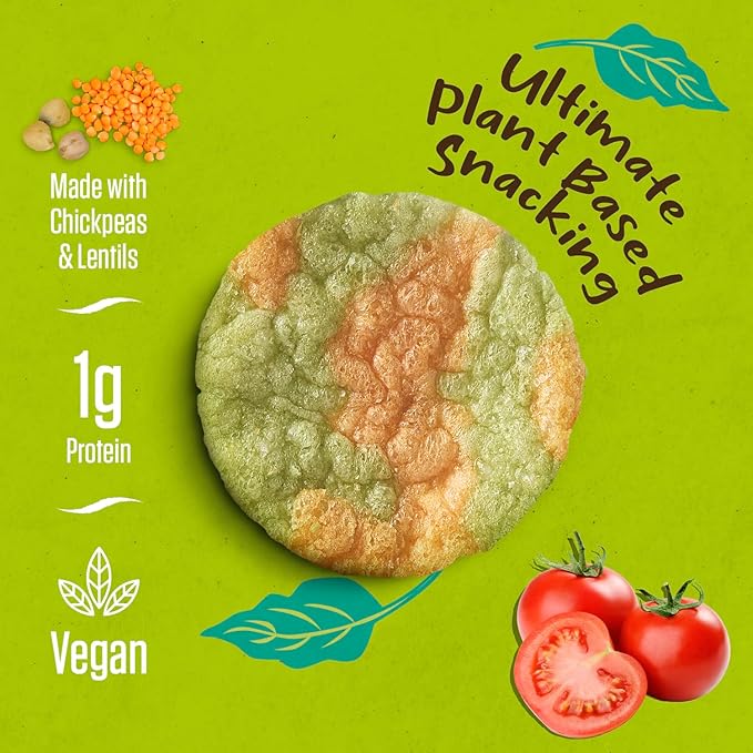 PeaKaPop Veggie Chips – Plant-Based, Healthy Veggie Crisps with Pea, Lentil & Chickpea Protein – Vegan, Gluten-Free, Popped Chips – Snack Size for Kids & Adults – 1 oz Bags (15-Pack) – Tomato & Italian Herbs