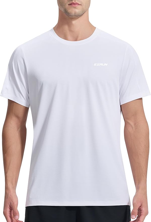 EZRUN Men's Lightweight Short Sleeve T-Shirt Quick Dry Workout Running Athletic Swim Shirts Fishing Rash Guard