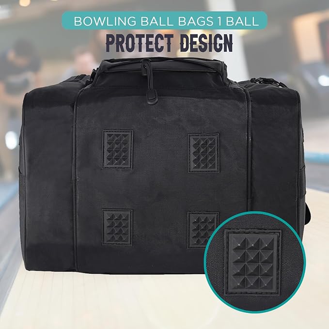 WOLT Bowling Ball Bag for Single Ball - Bowling Ball Tote Bag with Padded Ball Holder, 2 Pockets fit Bowling Shoes Up to Mens Size 14 and Accessories