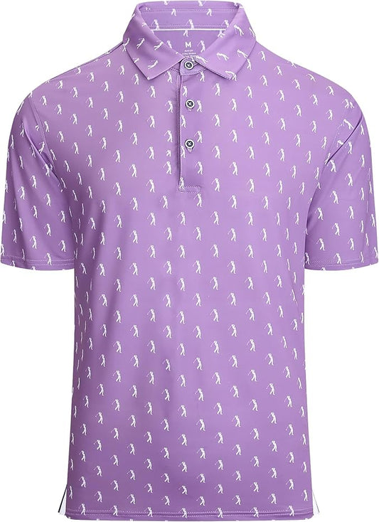 Damipow Premium Golf Shirts for Men Dry Fit Performance Polo Short Sleeve Collared Shirt
