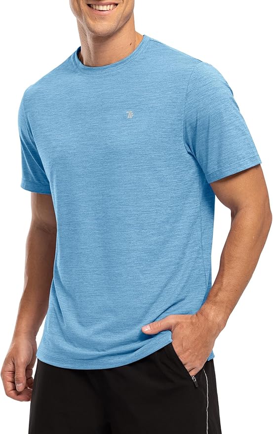 BGOWATU Men's Quick Dry Workout Athletic Shirts Lightweight Tennis Shirts for Men Running Gym Tops