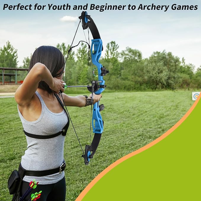 Compound Bow Archery Sets for Youth & Kids,Beginners, Right Hand Compound Bows, Draw Length 18"-27",15-30 lbs Draw Weight, 260fps, Hunting Bow Archery Arrows Set