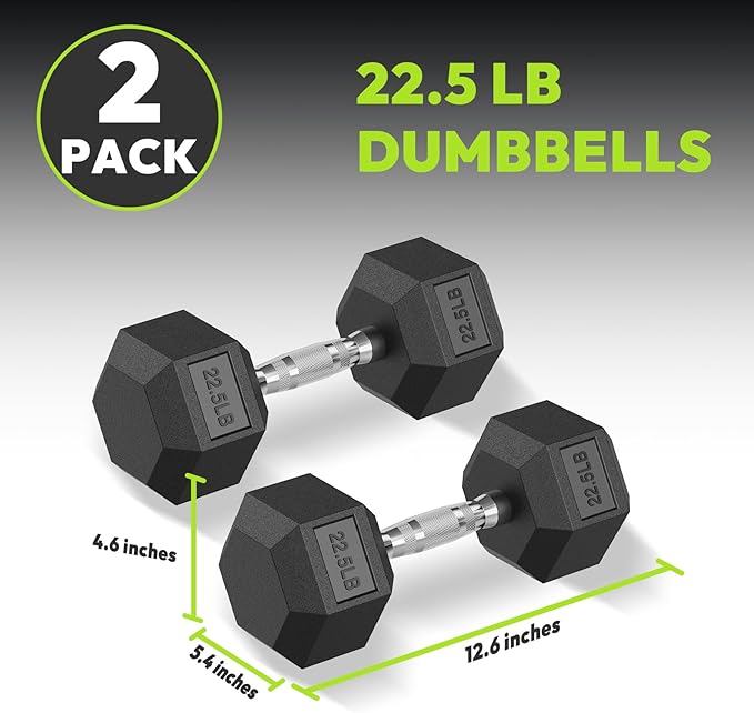 Hex Dumbbell Set 2.5-400 lb, Rubber Encased Exercise & Fitness Dumbbells, Weights Dumbbells Set of 2, Hand Weight for Strength Training