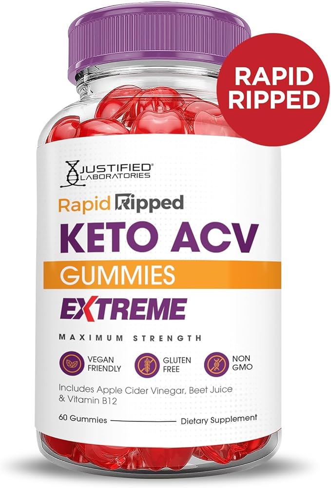 Justified Laboratories (2 Pack Rapid Ripped Keto ACV Gummies Extreme 2000MG Rapidripped Keto Gummies Apple Cider Vinegar Formulated with Pomegranate Beet Juice Powder B12 Vegan Non GMO 120 Gummys