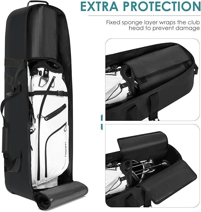Findway Golf Travel Bag, Golf Travel Bag for Airlines with Wheels, 900D Heavy Duty Polyester Oxford Soft-Sided with Club Protection Liner, Universal Size