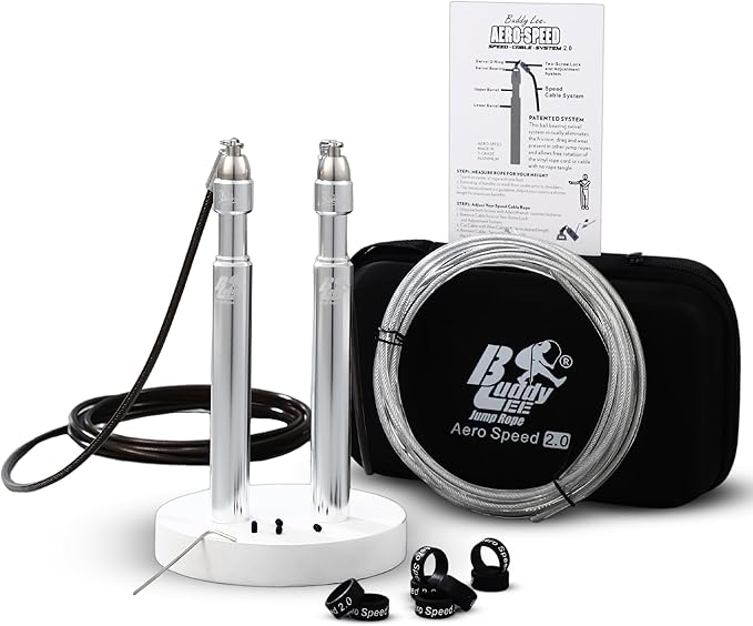 Buddy Lee Aero Speed Jump Rope 2.0 Upgraded Version with Sonic Rocket Speed Swivel Bearing | Tangle-Free & Adjustable Jump Rope for Men & Women - For Fitness, Double-Unders, and Cross-Training
