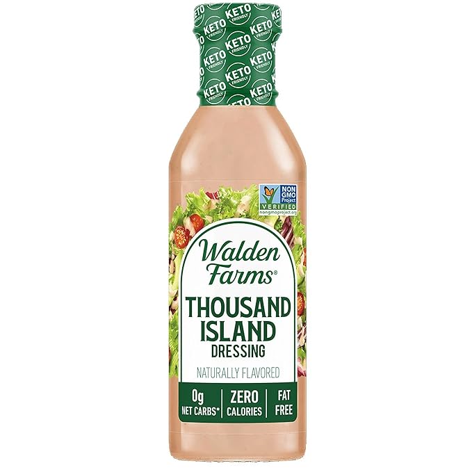 Walden Farms Thousand Island Dressing - Calorie-Free, Gluten-Free, Low Carb, Keto-Friendly, Sugar-Free, Dairy-Free Creamy Thousand Island Flavor - 12 oz Bottle
