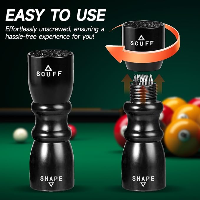 Vastarsky 3-in-1 Cue Tip Tool, Professional Pool Cue Tip Shaper, Billiard Pool Cue Accessories Tool, Scuffer, Shaper, Aerator