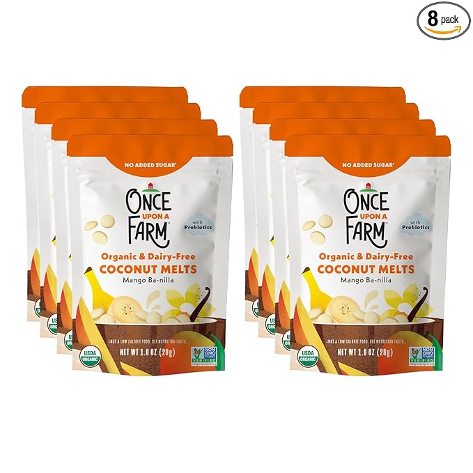 Once Upon A Farm Mango Ba-nilla Coconut Melts with Probiotics, Organic, Dairy Free, 1 Ounces (Pack Of 8)