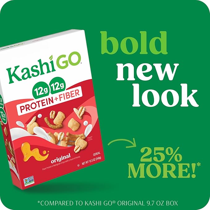 Kashi GO Protein Cereal, 12g Protein, 12g Fiber, Original, 12.3oz Box (1 Box)