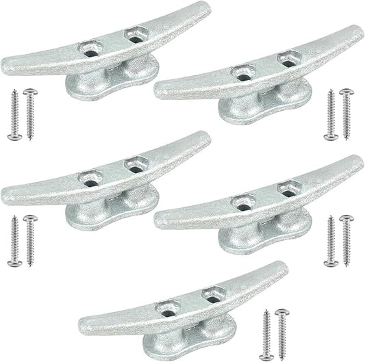 Boat Cleats 4Inch,Hot Dip Galvanized Cast Iron Dock Cleats,Electrophoretic Coated Black Dock Cleats,Rope Cleats Boat Dock Cleats for Marine Deck or Nautical Decor,Hardware Included (4/5/6/10/12Pack)