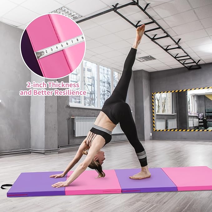 ZENOVA Gymnastics Mat 6'x3'x2''/4'x8'x2'' Exercise Mat Gym Mat for Home Aerobics Workout Foldable Tumbling Mat Children Gifts
