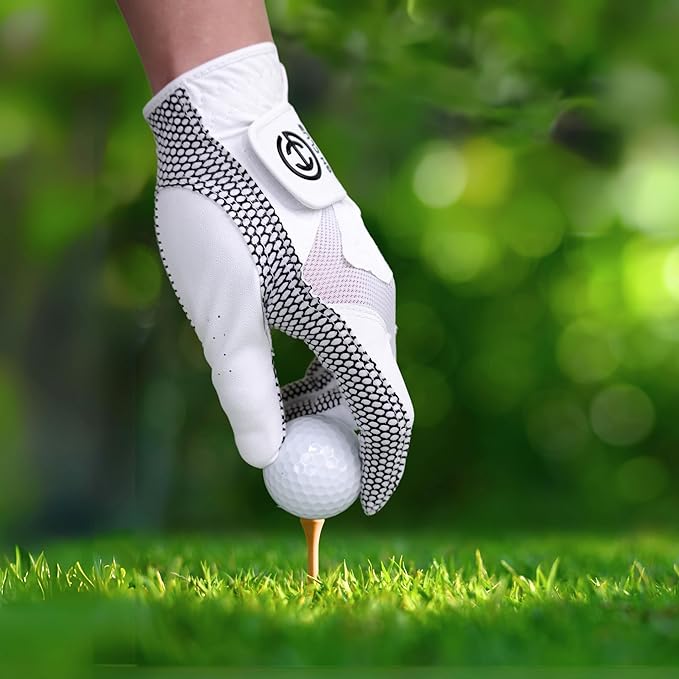 Men's Polyurethane Non-Slip Synthetic Leather Golf Gloves Two Left Hand Gloves Two Pack