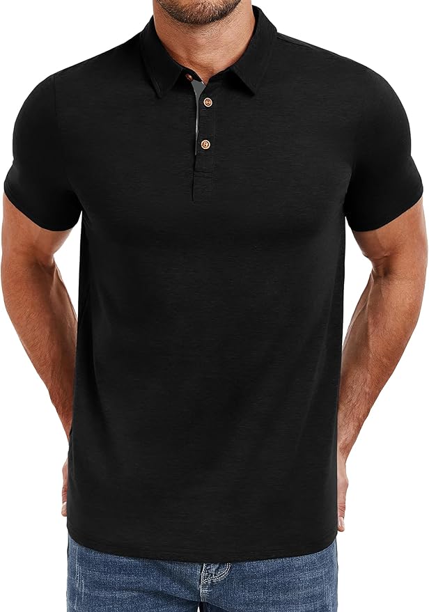 PEGENO Mens Polo Shirts Short Sleeve Casual Cotton Golf Shirts Performance Polo Shirts for Men