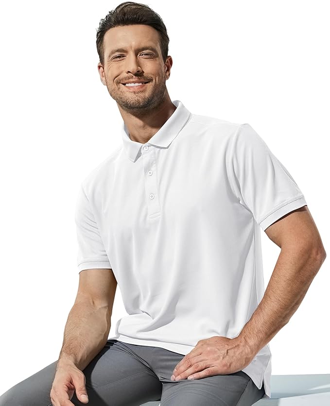 MIER Polo Shirts for Men Short Sleeve Quick Dry Polyester Collared Shirts Casual Golf Shirts, Moisture-Wicking