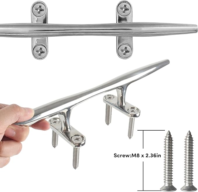 8/10/12/15 inch Dock Cleats - 316 Stainless Steel Boat Cleats Boat Dock Cleats,Open Base Dock Cleat with Fasteners,Marine Cleat Rope Cleat Boat Cleat for Boat/Deck/Nautical Decor(1,2,4,6 Pack)