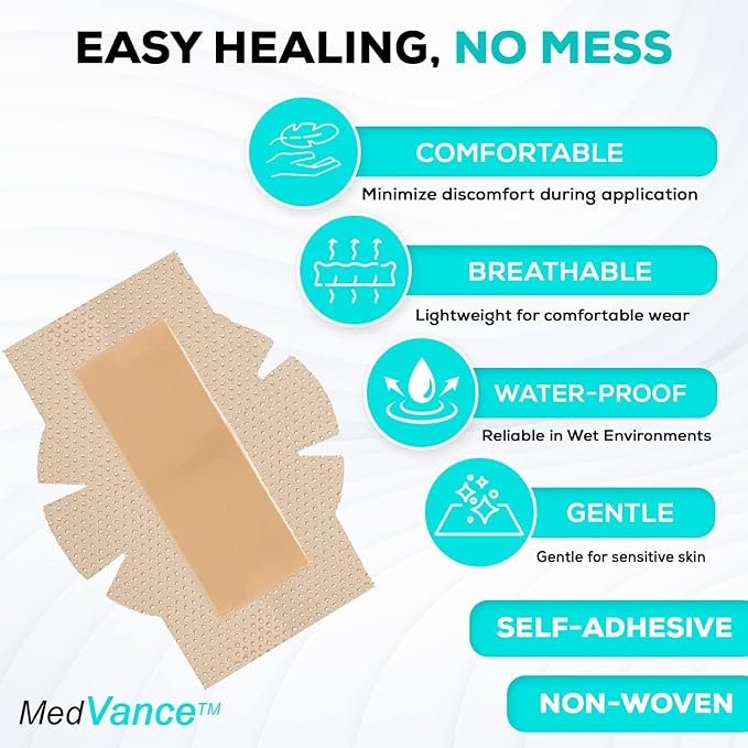 MedVanceTM Silicone - Bordered Silicone Adhesive Foam Dressing (4x8 Inch w/Wings, 5, Count)