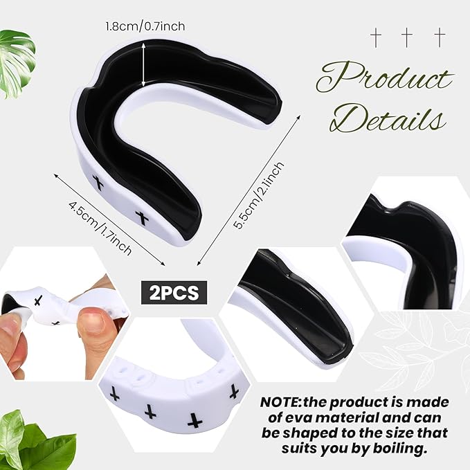 Yaomiao 2 Pcs Cross Mouth Guards Christian Teeth Armor Sport Game Guard with Case Religious Mouth Guards for Baseball Football Lacrosse Basketball Rugby Boxing Taekwondo