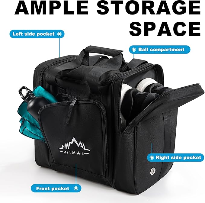 Himal Bowling Ball Bag for Single Sphere - Bowling Ball Tote Bowler's Bag with Padded Sphere Holder - Fits Bowler's Shoes Up to Mens Size 14