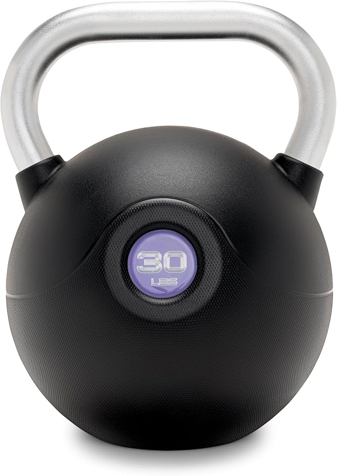 Marcy PU Coated Kettlebell – 10 to 40 LB Single Weights with Textured Steel Handle, Flat Base – Strength Training for Full Body & Home Gym Workouts