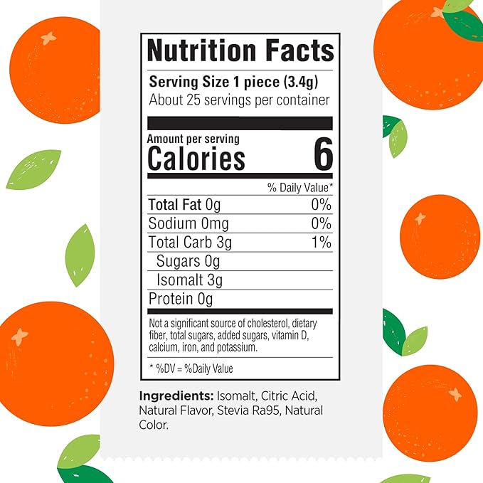 Stevita Hard Candy, Outrageous Orange - 25 Individually Wrapped Pieces - Sugar & Aspartame Free - Naturally Flavored & Sweetened - Non-GMO, Gluten Free, Keto Friendly